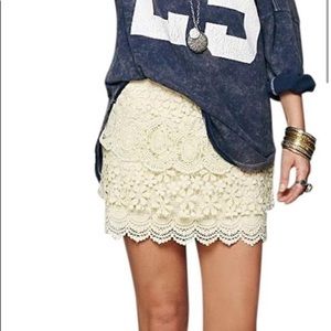 Free People Field Flower Miniskirt, Cream, Size 12